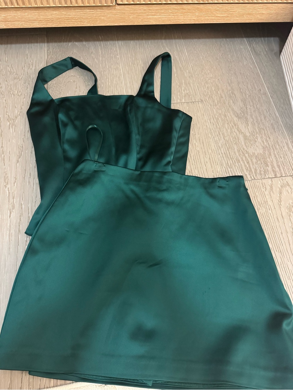 Abercrombie & Fitch Emerald Green Satin top and skirt set